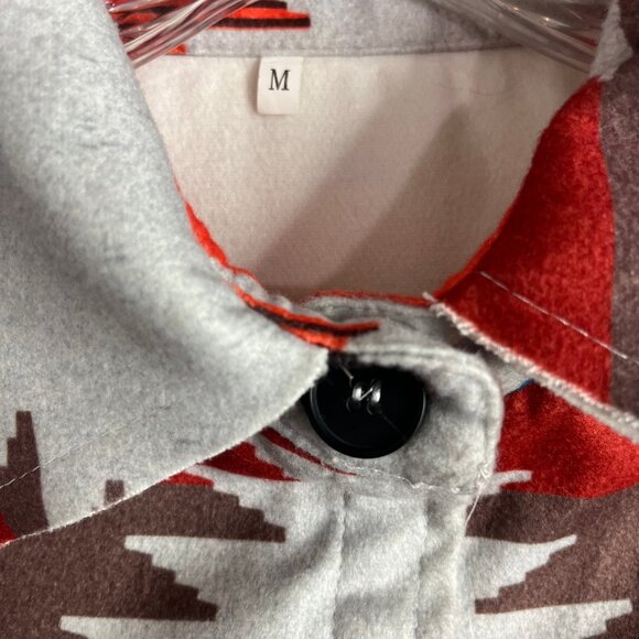 Southwestern Shirt Jacket Fits Size Medium No Tags Handmade Boho Print Cotton - Picture 2 of 12